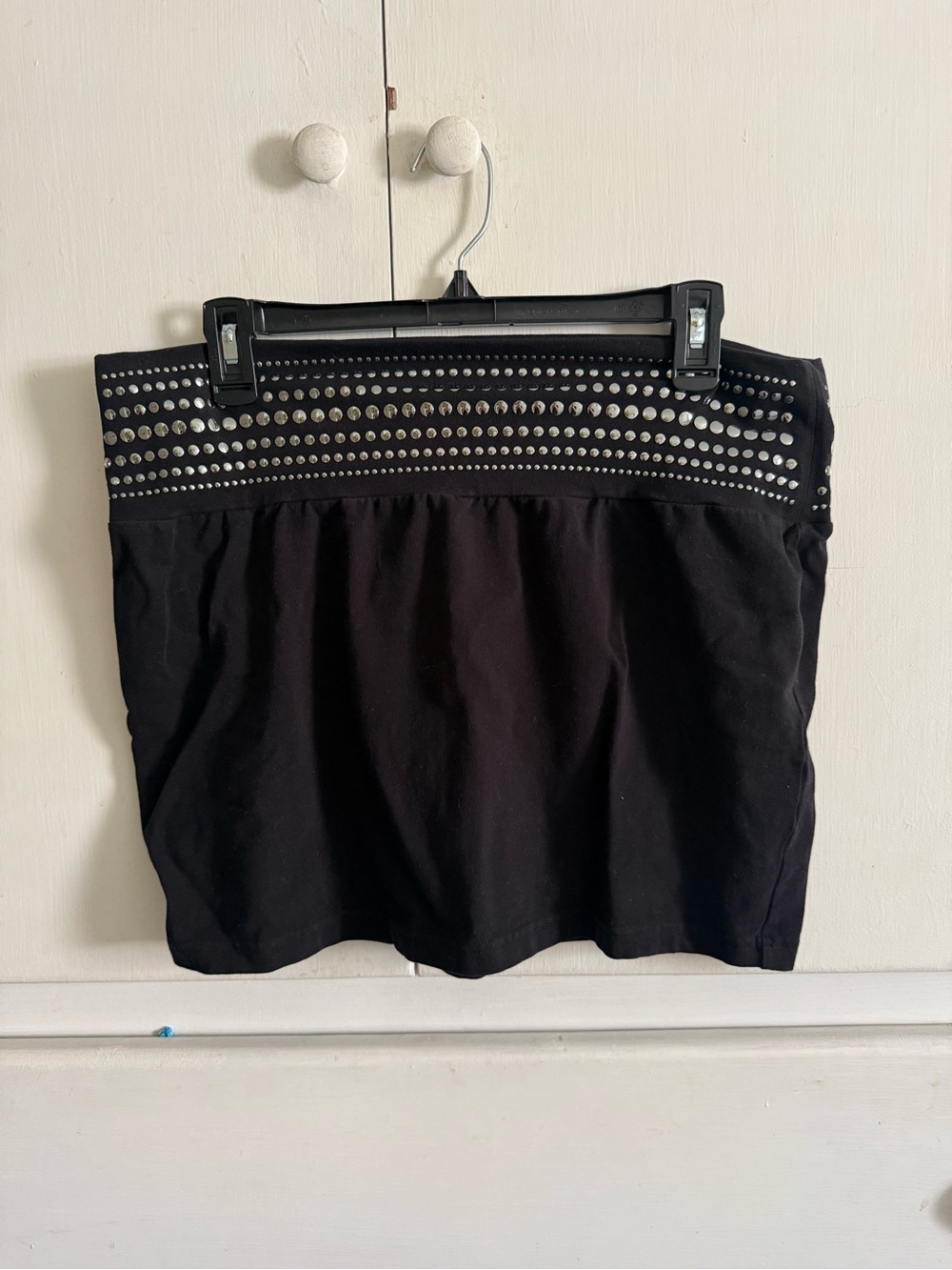 Express Black Mini Skirt with Silver Stud Trim
